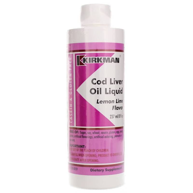 Kirkman Cod Liver Oil Liquid Lemon Lime 8 Oz