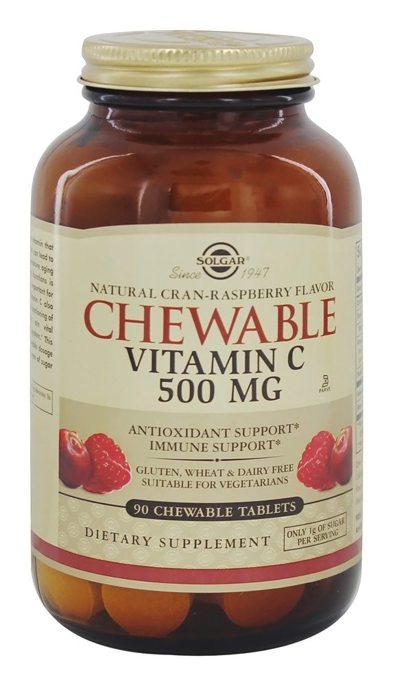 Solgar - Vitamin C Chewable Antioxidant Cran-Raspberry Flavor 500 mg. - 90 Chewable Tablets