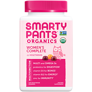 Women's Complete Organic Gummy Multivitamin - Omega 3s, Probiotics, Vitamin D3, B12, Zinc - Mixed Berry (120 Gummies)