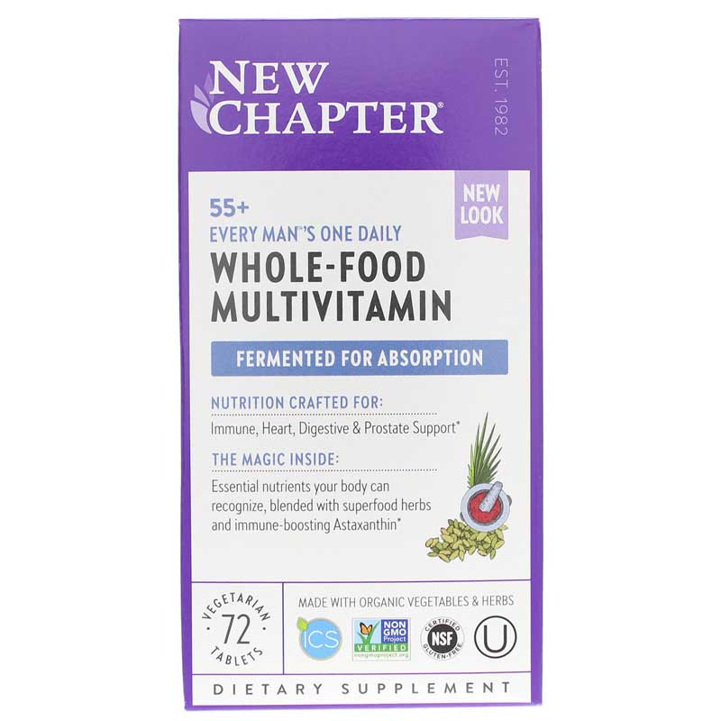 New Chapter Every Mans One Daily Multi 55+ 72 Veg Tablets