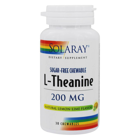 Solaray - L-Theanine Sugar-Free Chewable Natural Lemon-Lime 200 mg. - 30 Chewables