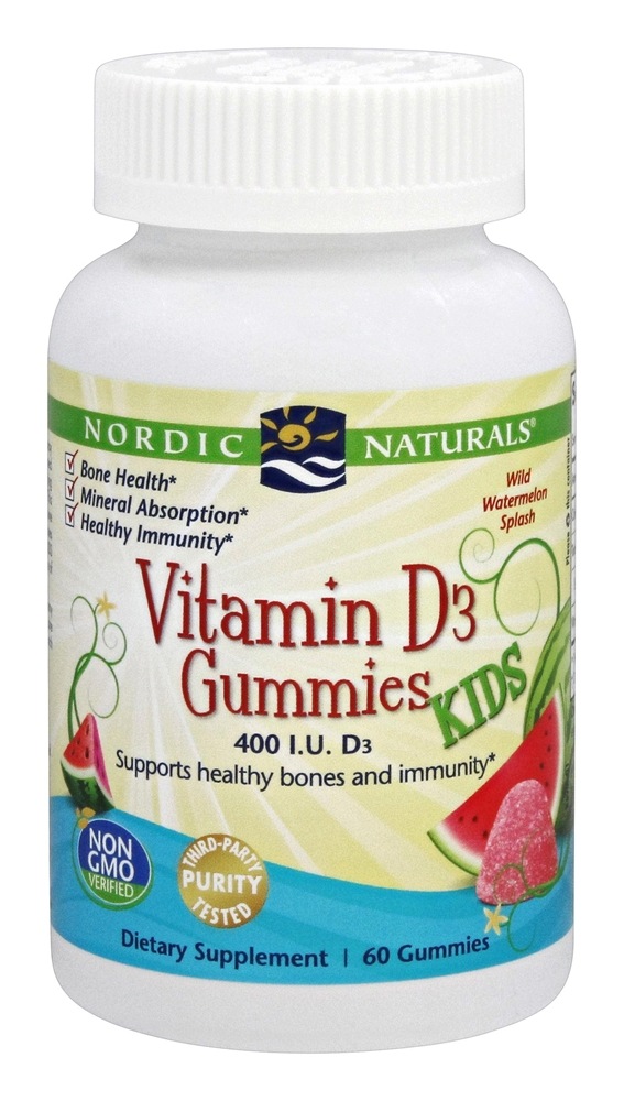 Nordic Naturals - Vitamin D3 Gummies Kids Wild Watermelon Splash 400 IU - 60 Gummies