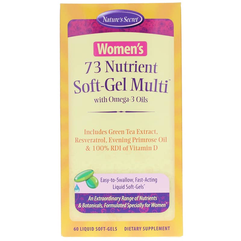 Natures Secret Women's 73 Nutrient Soft-Gel Multi with Omega-3 60 Liquid Softgels