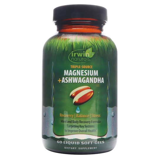 Irwin Naturals - Triple Source Magnesium Ashwagandha - 60 Liquid Softgels
