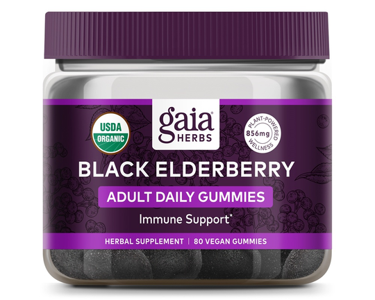Gaia Herbs - Black Elderberry Adult Daily Immune Support - 80 Vegan Gummies