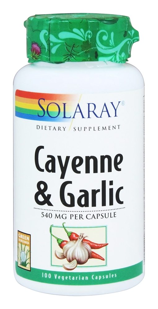Solaray - Cayenne & Garlic 540 mg. - 100 Vegetarian Capsules