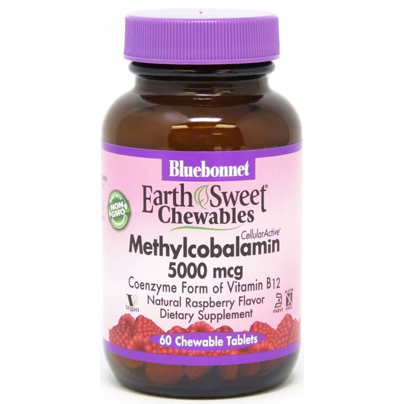 Bluebonnet Earth Sweet Chewable Methylcobalamin 5000 Mcg 60 Chewable Tablets