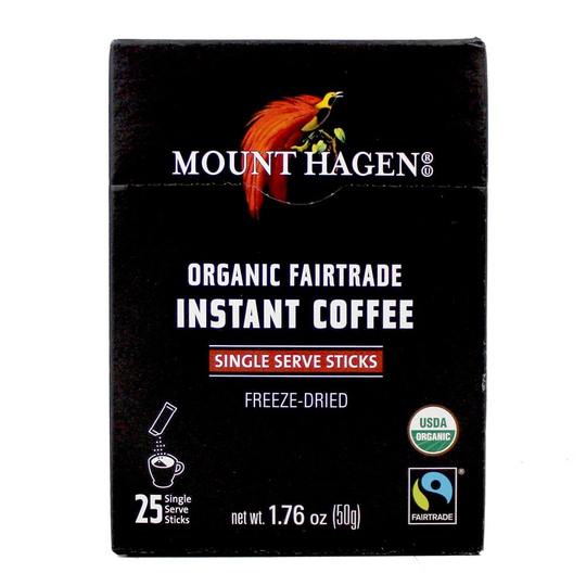 Mount Hagen - Organic Fairtrade Instant Coffee Freeze Dried Single Serve - 25 Stick(s)