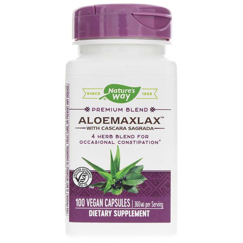 Natures Way AloeMaxLax Premium Blend with Cascara Sagrada 100 Vegan Capsules