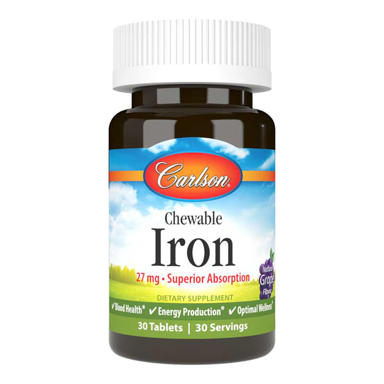 Carlson Labs Chewable Iron Grape 30 Tablets