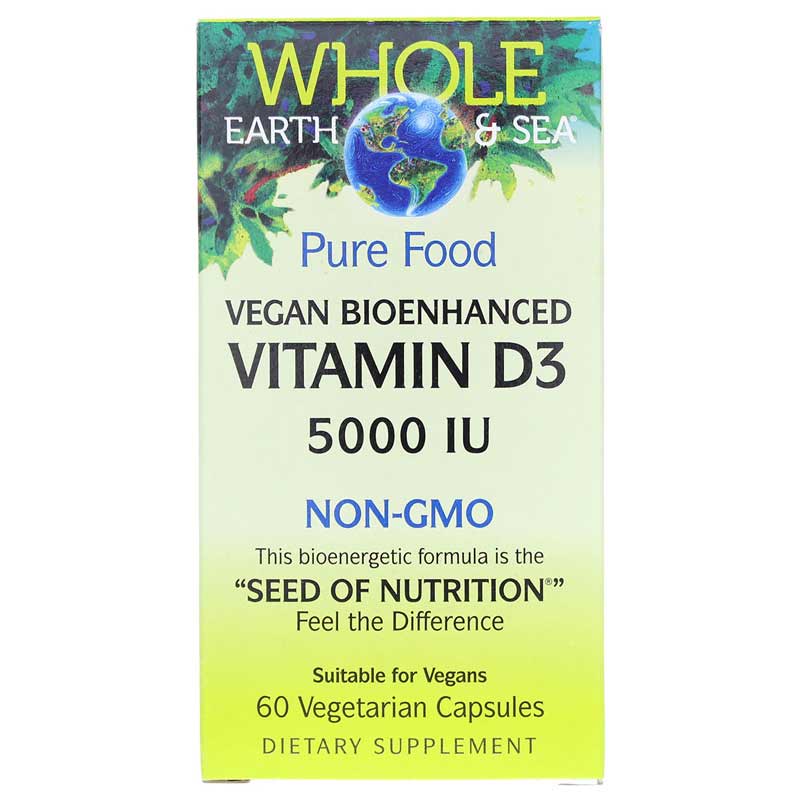 Natural Factors Whole Earth & Sea Vegan Vitamin D3 5000 IU 60 Veg Capsules