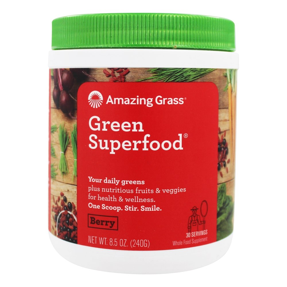 Amazing Grass - Green SuperFood Drink Powder 30 Servings Berry Flavor - 8.5 oz.