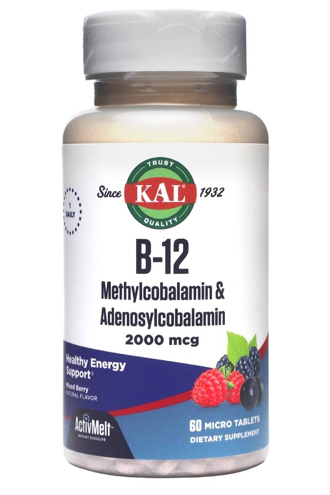 Kal - Vitamin B12 Methylcobalamin & Adenosylcobalamin Mixed Berry 2000 mcg. - 60 Micro Tablets