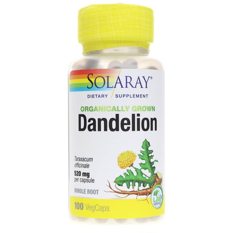 Solaray Dandelion 520 Mg Organically Grown 100 Veg Capsules