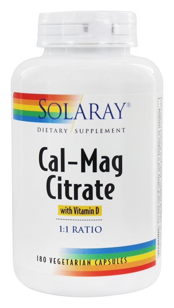 Solaray - Cal-Mag Citrate with Vitamin D - 180 Vegetarian Capsules