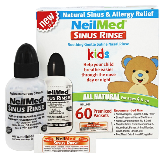 NeilMed Pharmaceuticals - Sinus Rinse Kids All Natural Kit - 60 Premixed Packets