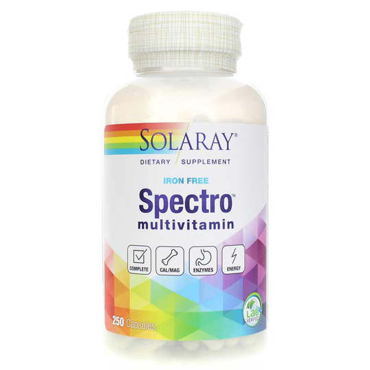 Solaray Spectro Multi-Vita-Min, Iron Free Original Formula 250 Capsules