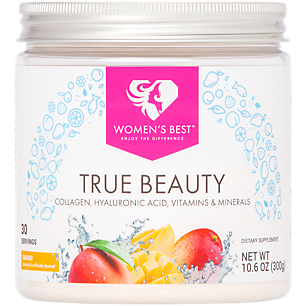 True Beauty Collagen Powder with Hyaluronic Acid for Hair, Skin & Nail Support - Mango (30 Servings)