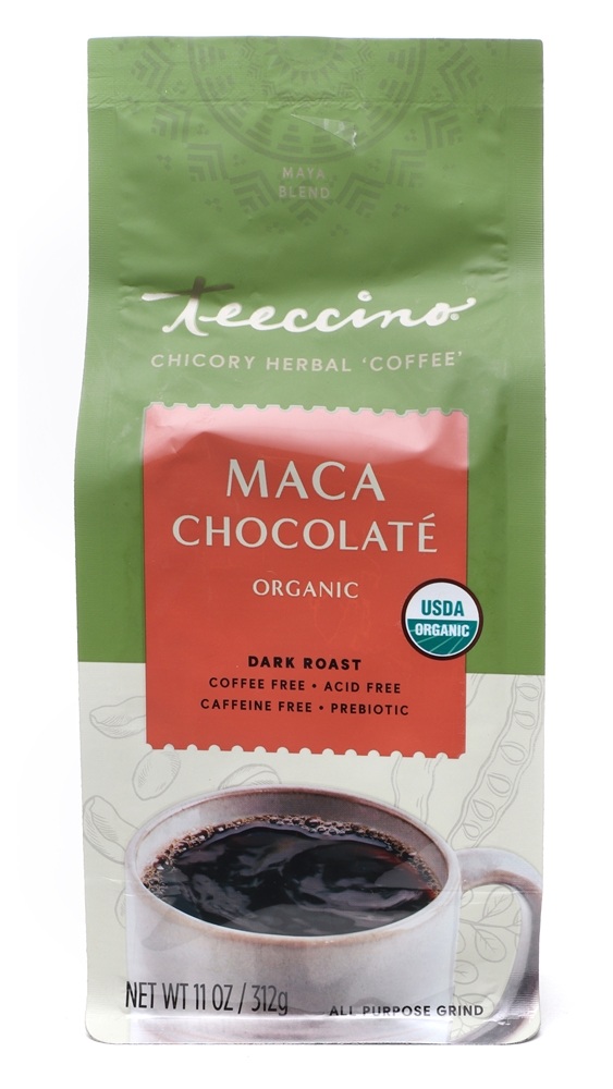 Teeccino - Dark Roast Caffeine Free Organic Chicory Herbal Coffee Maca Chocolate - 11 oz.