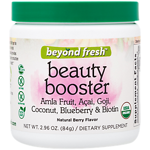 Organic Beauty Booster Powder with Acai, Amla Fruit, Goji, Coconut, Blueberry & Biotin - Natural Berry (14 Servings)