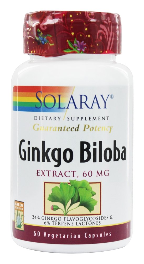 Solaray - Guaranteed Potency Ginkgo Biloba Extract 60 mg. - 60 Vegetarian Capsules