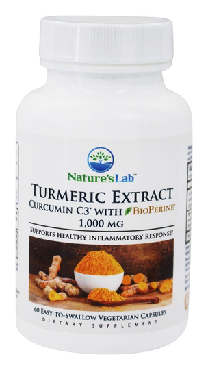 Nature's Lab - Turmeric Extract Curcumin C3 with BioPerine 1000 mg. - 60 Capsules