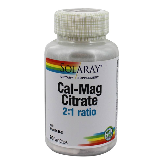 Solaray - Cal-Mag Citrate 21 Ratio with Vitamin D2 - 90 Vegetable Capsule(s)