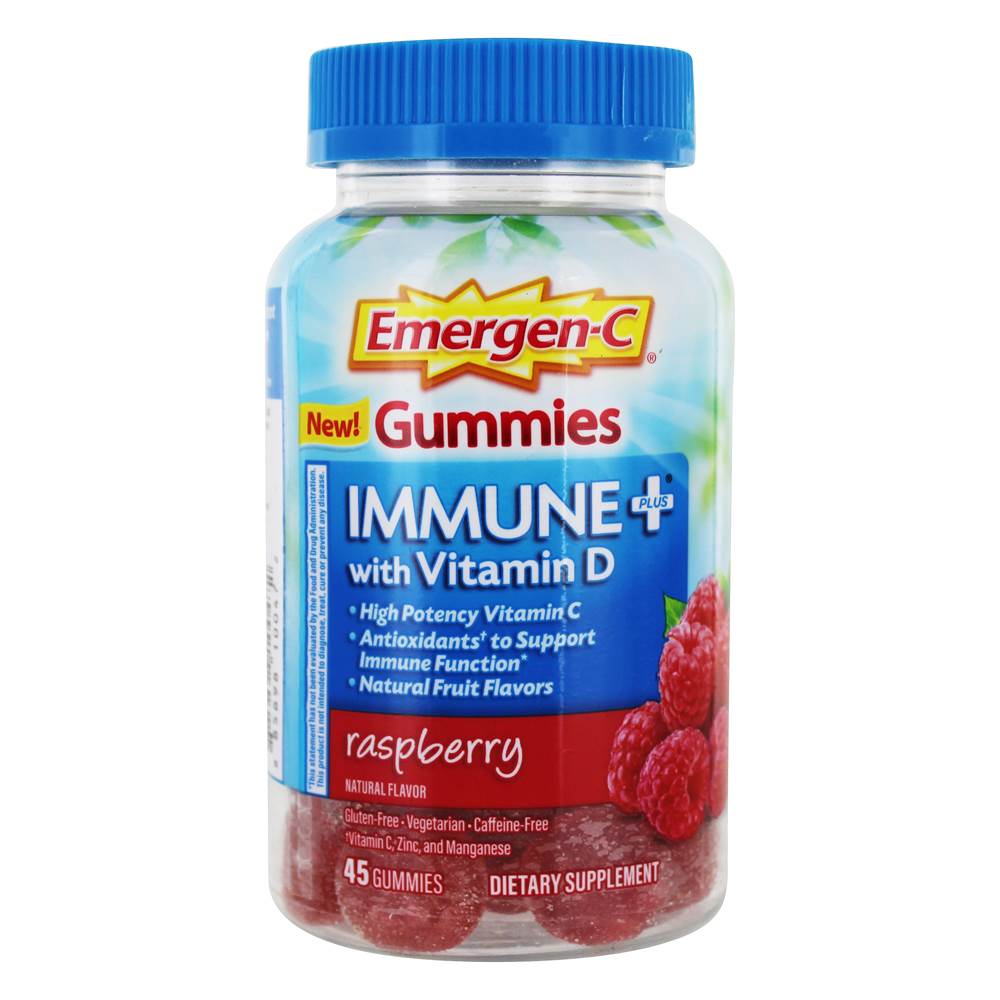 Alacer - Emergen-C Immune Plus High Potency Vitamin C with Vitamin D Raspberry - 45 Gummies