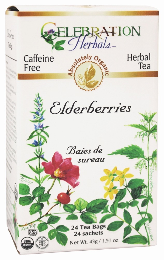 Celebration Herbals - Organic Caffeine Free Elderberries Herbal Tea - 24 Tea Bags