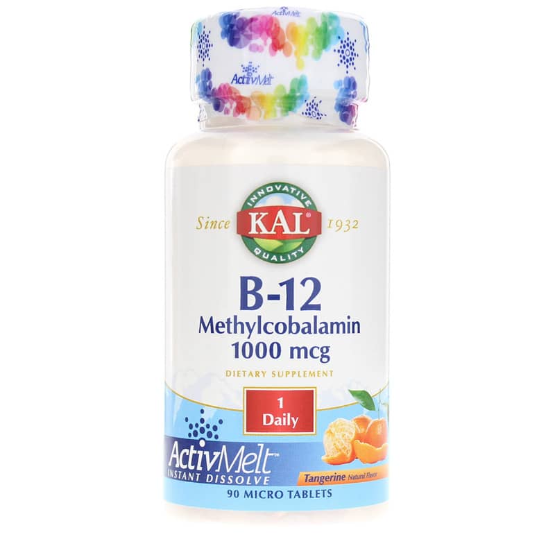 Kal B-12 1000 Mcg as Methylcobalamin ActivMelt Tangerine 90 Tablets