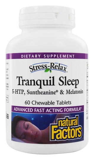 Natural Factors - Stress-Relax Tranquil Sleep 5-HTP Suntheanine & Melatonin - 60 Chewable Tablets