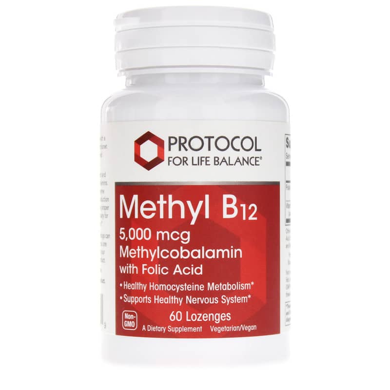 Protocol For Life Balance Methyl B12 5,000 Mcg with Folic Acid 60 Lozenges
