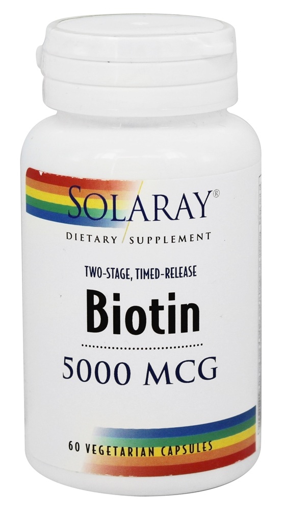 Solaray - Biotin Two-Stage Timed-Release 5000 mcg. - 60 Vegetarian Capsules