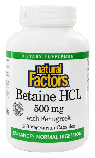Natural Factors - Betaine Hydrochloride (HCL) - 180 Capsules