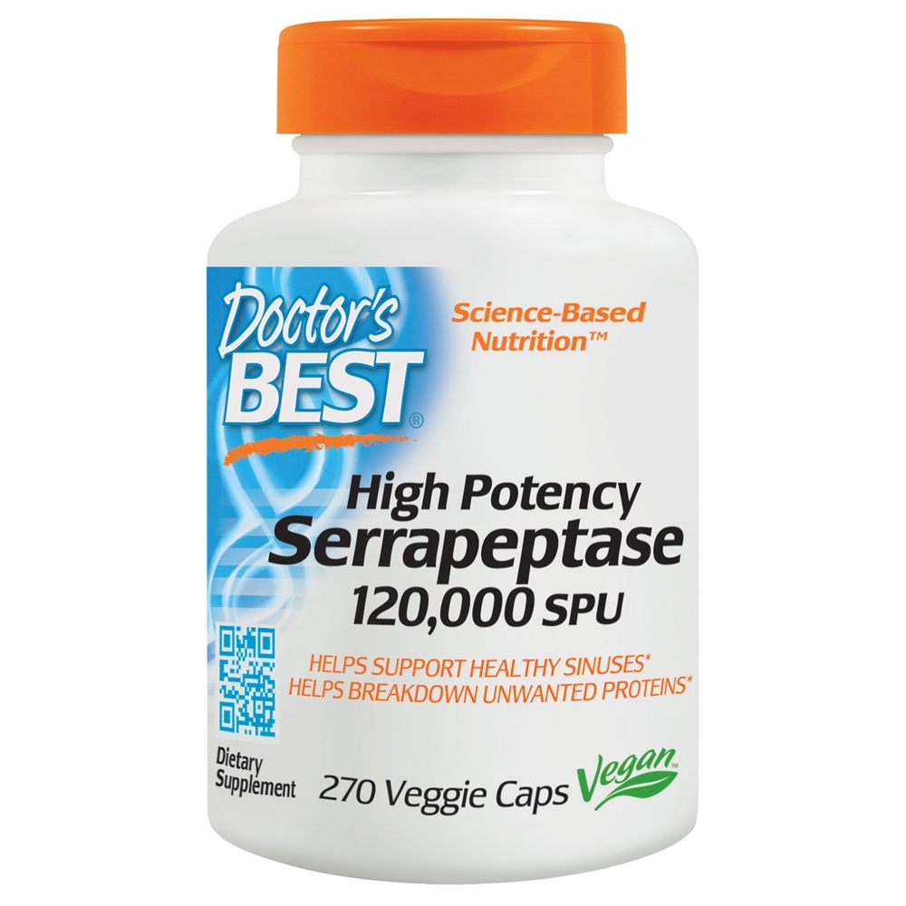 Doctor's Best - High Potency Serrapeptase Enzyme - 270 Vegetarian Capsules