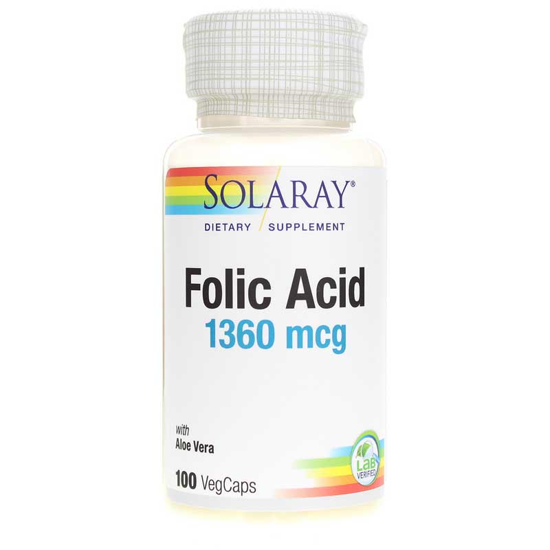 Solaray Folic Acid 1360 Mcg 100 Veg Capsules