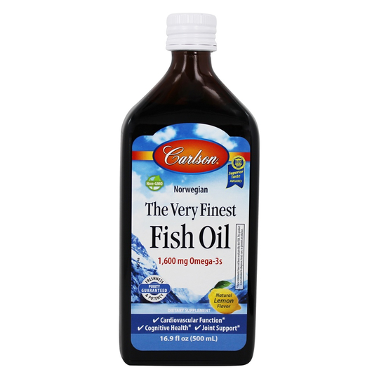 Carlson Labs - The Very Finest Norwegian Fish Oil Liquid Omega-3's Lemon Flavor 1600 mg. - 16.9 fl. oz.
