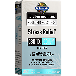 Dr. Formulated CBD Probiotics + Stress Relief - Supports Digestive, Immune & Stress Management - 10 MG Per Serving (30 Capsules)