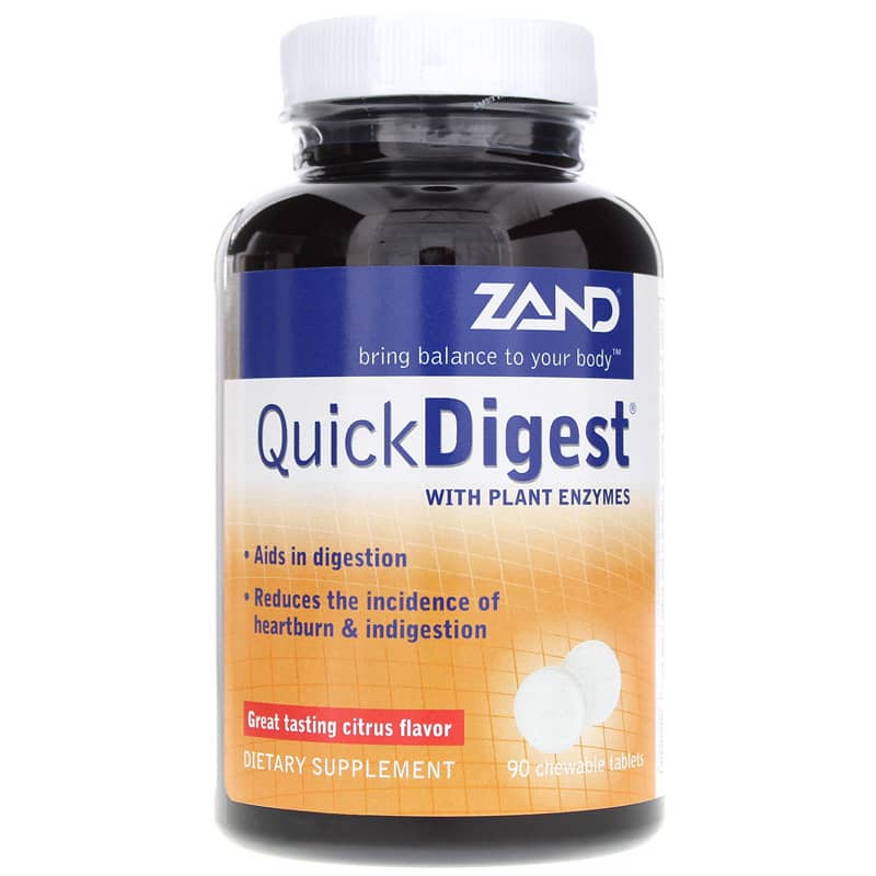 Zand Quick Digest with Plant Enzymes Citrus 90 Chewable Tablets