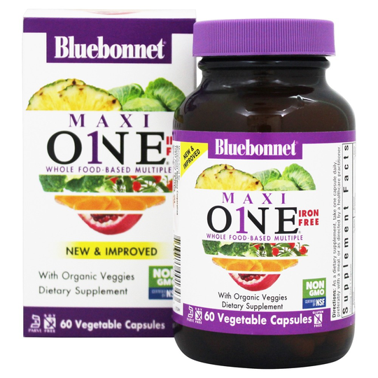 Bluebonnet Nutrition - Maxi One Whole Food-Based Multiple Iron-Free - 60 Vegetable Capsule(s)