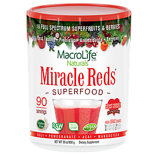 Miracle Reds Superfood Powder with Goji, Pomegranate, Acai & Mangosteen (90 Servings)