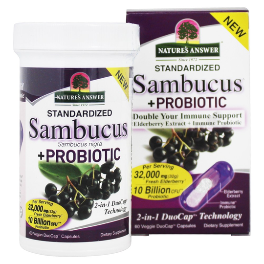 Nature's Answer - Standardized Sambucus Probiotic Immune Support - 60 Vegan Capsules