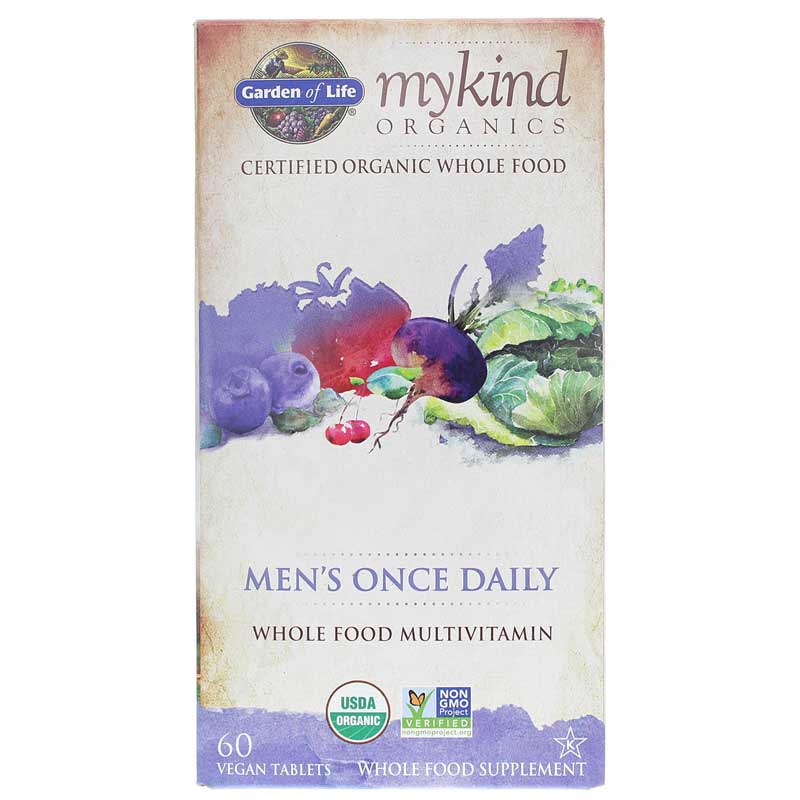 Garden of Life mykind Organics Men's Once Daily Whole Food Multivitamin 60 Veg Tablets