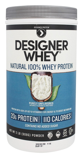 Designer Protein - Designer Whey Natural 100 Whey Protein Purely Unflavored - 2 lbs.