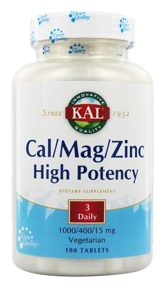 Kal - High Potency Cal/Mag/Zinc - 100 Tablets