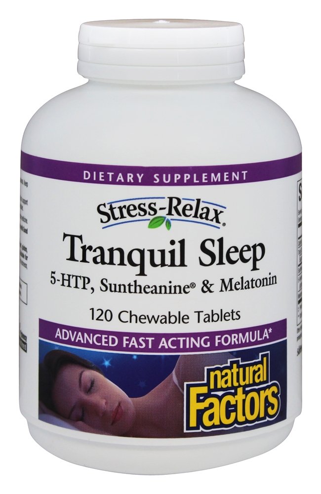 Natural Factors - Stress-Relax Tranquil Sleep 5-HTP Suntheanine & Melatonin - 120 Chewable Tablets