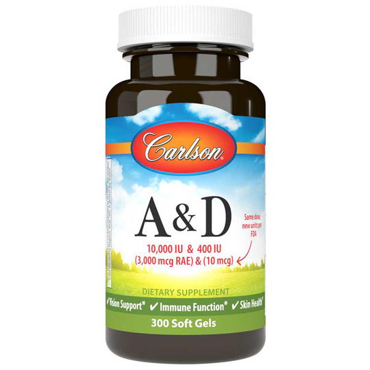 Carlson Labs Vitamins A & D 10,000 IU 400 IU 300 Softgels