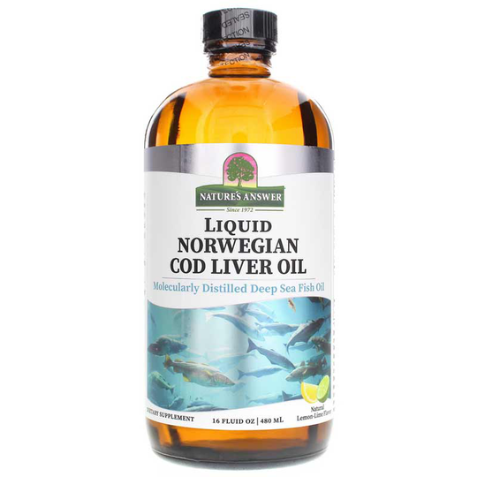Natures Answer Liquid Norwegian Cod Liver Oil Lemon Lime 16 Oz
