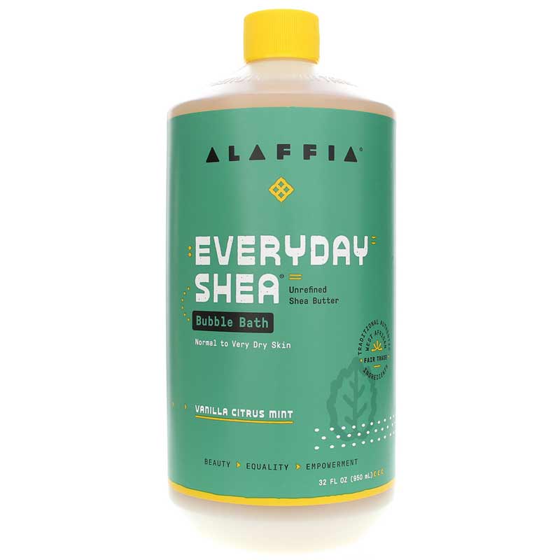 Alaffia Bubble Bath Everyday Shea Vanilla Citrus Mint 32 Oz