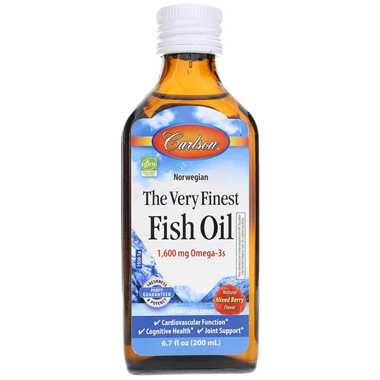 Carlson Labs The Very Finest Fish Oil Liquid 1600 Mg Omega-3s, Mixed Berry, 6.7 Oz